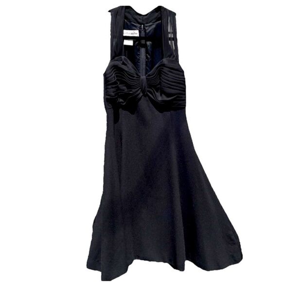 Morton Myles For The Warrens Dress Midi Black Silk Cocktail Vintage Women 4 - Picture 1 of 9